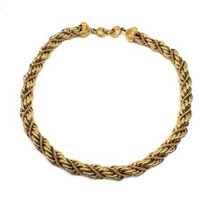 Monet Goldtone Chunky Twisted Rope Necklace 16”